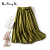 Beiyingni A line Midi Skirt Sashes Korean Elastic High Waist Big Swing Plus Size Casual Student Retro Harajuku Skirt Slim Robe|Skirts|