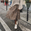 BerryGo Vintage leopard print midi skirt Women punk korean skirt fashion 2018 Sexy high waist ladies pleated retro autumn skirts|Skirts|