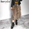 BerryGo Vintage leopard print midi skirt Women punk korean skirt fashion 2018 Sexy high waist ladies pleated retro autumn skirts|Skirts|