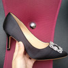 Black Satin Cloth Rhinestones High Heels Shoes Woman Pumps Basic 2021 Diamond Heels Work Shoes Fashion Party Sexy Women Shoes|Women's Pumps|