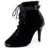 Fashion Salsa Jazz Outdoor Rubber Sole Practice Latin Dance Shoes for Dancing Women Dancers High Heels Flock Boots Black|Dance shoes|