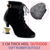 Fashion Salsa Jazz Outdoor Rubber Sole Practice Latin Dance Shoes for Dancing Women Dancers High Heels Flock Boots Black|Dance shoes|