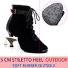 Fashion Salsa Jazz Outdoor Rubber Sole Practice Latin Dance Shoes for Dancing Women Dancers High Heels Flock Boots Black|Dance shoes|