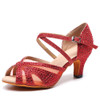 Fashion Salsa Jazz Tango Outdoor Rubber Sole Plus Size Latin Dance Shoes for Women Dancing Female High Heels Satin Sandals Red|Dance shoes|