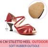 Fashion Salsa Jazz Tango Outdoor Rubber Sole Plus Size Latin Dance Shoes for Women Dancing Female High Heels Satin Sandals Red|Dance shoes|