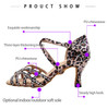 2020 NEW jazz Salsa ballroom Outdoor standard latin dance shoes for dancing women female high heels Satin Sandals Leopard|Dance shoes|