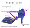 Discounts Jazz Salsa Outdoor Indoor Professional Latin Dance Shoes for Women Dancing Girl Stylish High Heel Satin Sandals Blue|Dance shoes|