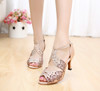 Hot Dropshipping Salsa Jazz Outdoor Indoor Practice Latin Dance Shoes for Women Dancing Ladies High Heels Satin Sandals|Dance shoes|
