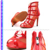 2020 New Salsa Jazz Outdoor Rubber Sole Social Latin Dance Shoes for Dancing Women Ladies Stylish High Heel Pu Boots Red|Dance shoes|
