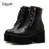 Gdgydh Wholesale Autumn Ankle Boots For Women Motorcycle Boots Chunky Heels Casual Lacing Round Toe Platform Boots Shoes Female|Ankle Boots|