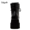Gdgydh Wholesale Autumn Ankle Boots For Women Motorcycle Boots Chunky Heels Casual Lacing Round Toe Platform Boots Shoes Female|Ankle Boots|