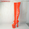 Sexy new boots, model stage walk show, 18 centimeters heel tall square heel, over the knee boots, custom made each kind of color|Over-the-Knee Boots|