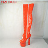 Sexy new boots, model stage walk show, 18 centimeters heel tall square heel, over the knee boots, custom made each kind of color|Over-the-Knee Boots|