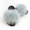 Women Slippers with Fluffy Raccoon Fur Summer Furry Indoor&Outdoor Sandals Casual Flat Solid Flip flops|Slippers|