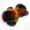 Women Slippers with Fluffy Raccoon Fur Summer Furry Indoor&Outdoor Sandals Casual Flat Solid Flip flops|Slippers|