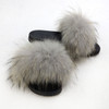 Women Slippers with Fluffy Raccoon Fur Summer Furry Indoor&Outdoor Sandals Casual Flat Solid Flip flops|Slippers|