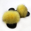 Women Slippers with Fluffy Raccoon Fur Summer Furry Indoor&Outdoor Sandals Casual Flat Solid Flip flops|Slippers|