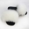 Women Fur Slippers Real Fox Fur Soft Sandals Furry Outside Slides Flat Girls Cute Solid Fur Slides|Slippers|