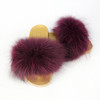 Fur Slippers with Natural Raccoon Fur Women Outside Casual Sandals Golden Sole Flat Solid Furry Shoes|Slippers|