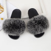Fur slippers Fox Fur Female Summer Outer Wear Korean Version of the Fashion Flat Wild Red Sandals women shoes Fluffy sandals|Slippers|