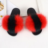Fur slippers Fox Fur Female Summer Outer Wear Korean Version of the Fashion Flat Wild Red Sandals women shoes Fluffy sandals|Slippers|