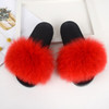 Fur slippers Fox Fur Female Summer Outer Wear Korean Version of the Fashion Flat Wild Red Sandals women shoes Fluffy sandals|Slippers|
