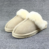 Sheep Leather and Fur In One Home Slippers Leather Warm Wool Slippers Cotton Slippers Fur Slides Furry Slippers|Slippers|