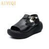 AIYUQI Gladiator sandals women platform 2020 new sandals women genuine leather 100% natural retro casual wedge summer footwear|Middle Heels|