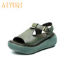 AIYUQI Gladiator sandals women platform 2020 new sandals women genuine leather 100% natural retro casual wedge summer footwear|Middle Heels|