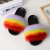 Women's Fashion Real Fox Fur Slippers Korean Style Home Fur Fur Slippers Fur Slides Slippers Women Flip Flops Fluffy Slides|Slippers|