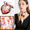 100% Nature Silk Square Scarf Women Oil Painting Real Silk Neckerchief Bandana Kerchief Pure Silk Headscarf Neck Scarf 53x53cm|Women's Scarves|