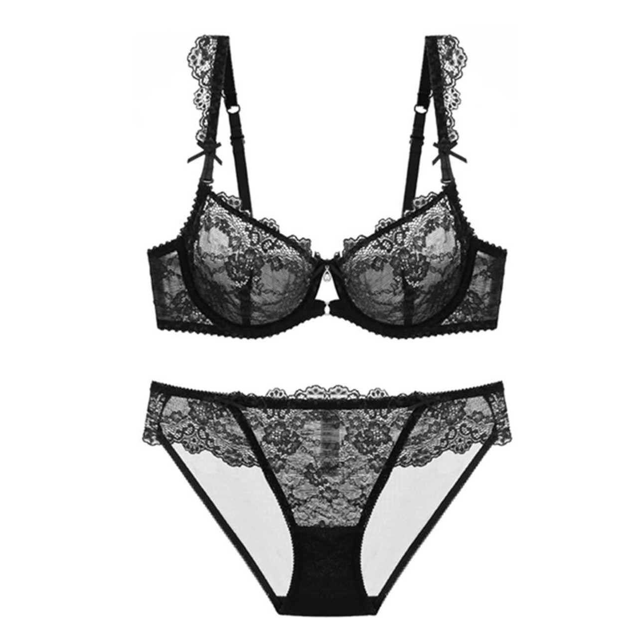 Super Gather Fashion Black Underwear Women Bra Set Push Up Brassiere Cotton  Thick Deep V Sexy Bras Lace Lingerie Sets Embroidery - Price history &  Review