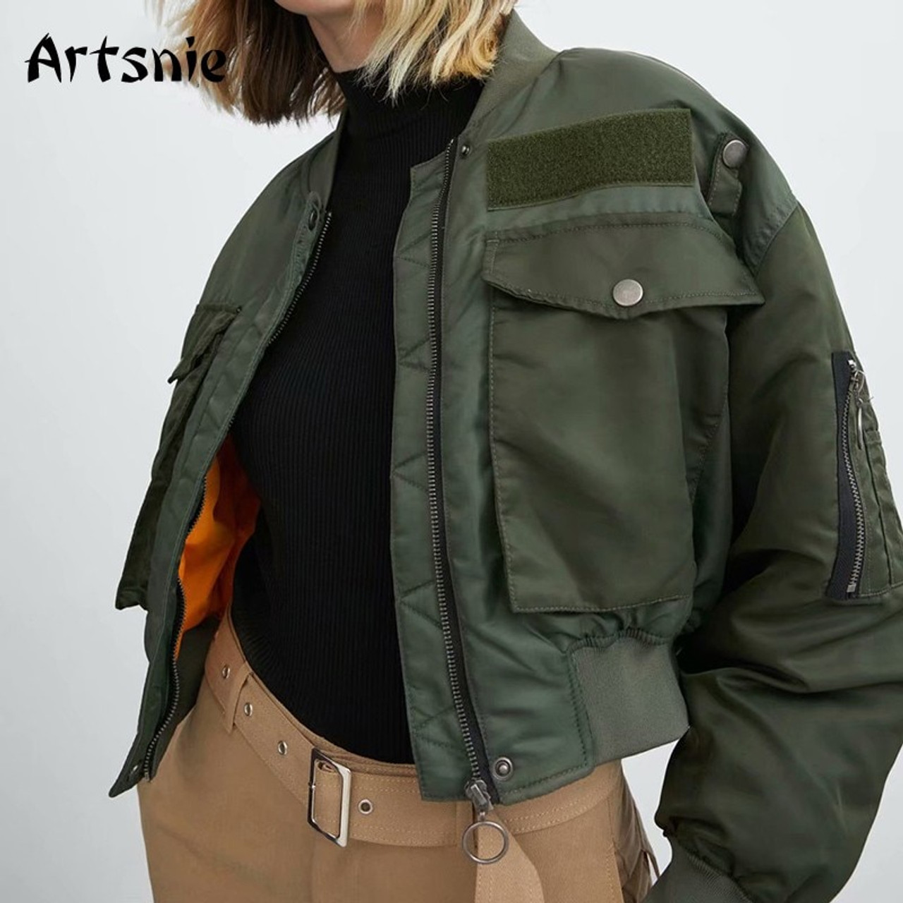 military green bomber jacket womens