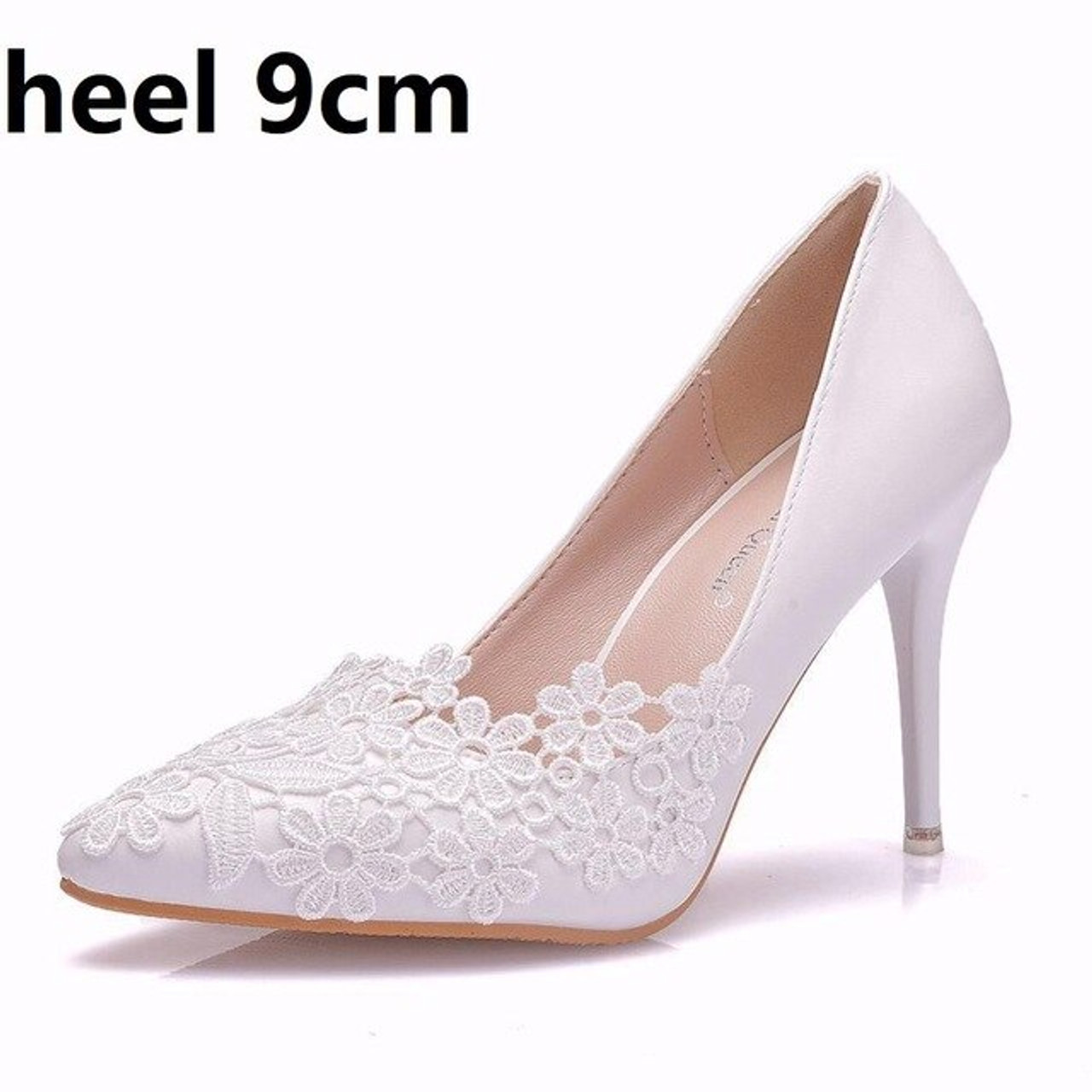 rille Lav en seng Afsky Crystal Queen White Lace Flower Pumps womens Elegant Wedding Shoes Bride  High Heels Platform Ladies Wedges Party Dress Shoes|Women's Pumps| -  estockyard