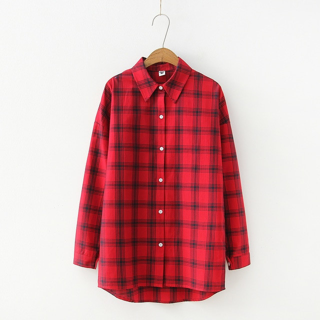 red black check shirt womens
