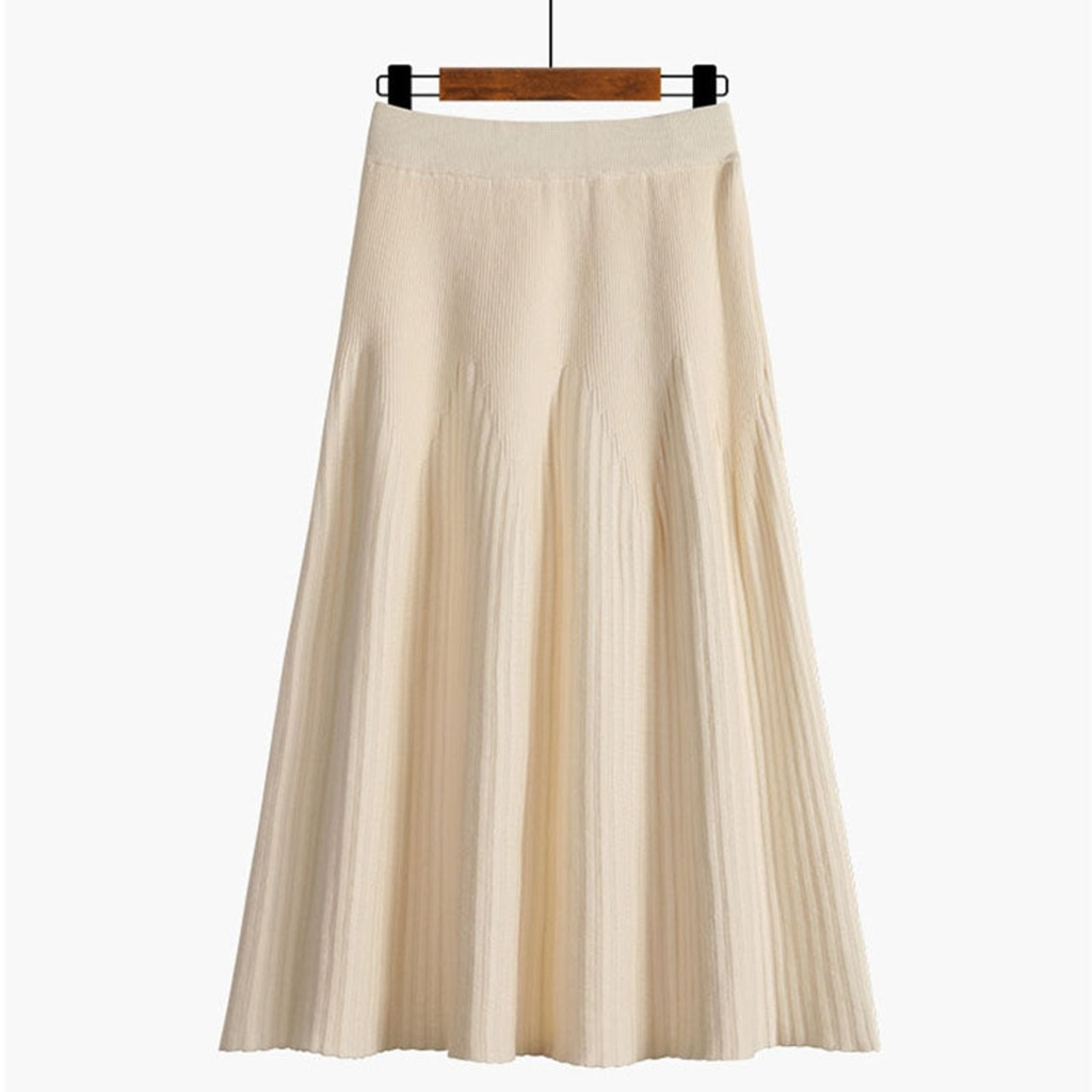 2020 Fall Winter High Waist Women Solid Pleated Midi Skirt Fashion Slim ...