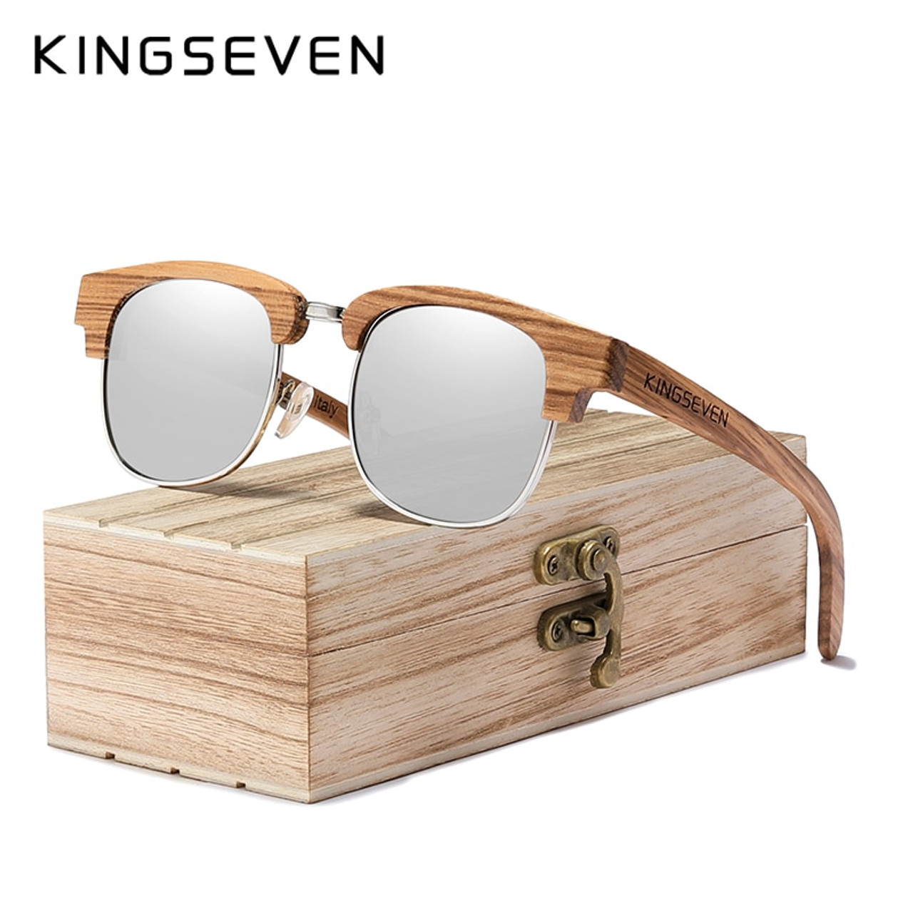 KINGSEVEN 2020 New Retro Wooden Natural Male Sunglasses Polarized Men  Spring Hinge UV400 Protection Oculos De Sol Feminino G5917, Men's  Sunglasses