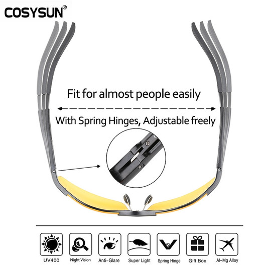 Night Vision Driving Glasses Men night driver Goggle men Sunglasses for Night vision Lens Aluminium Alloy Night sunglasses men|Men's Night Vision Glasses|