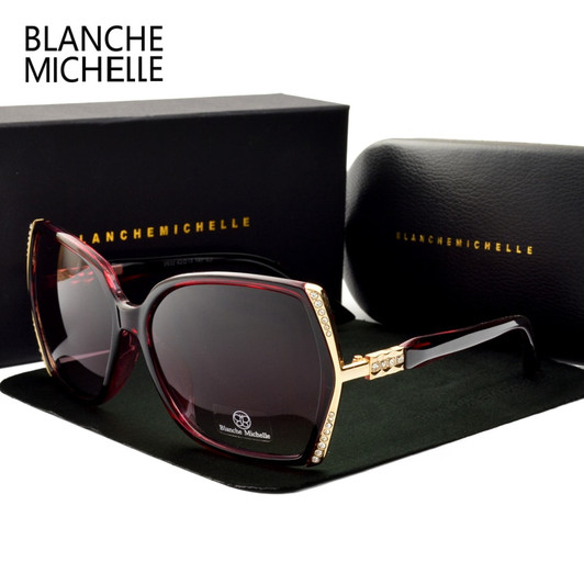 Blanche Michelle High Quality Oversized Polarized Sunglasses Women UV400 oculos de sol Gradient Driving Sun Glasses With Box|Women's Sunglasses|