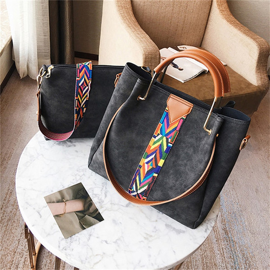 Rainbow Shoulder Strap Women Handbag High Capacity Tote Bag 2 Piece Set Handbag Women Famous Brand Shoulder Messenger Bags Sac|bolsa feminina|handbags women famous brandsbrand handbags