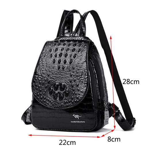 New backpack luxurious crocodile pattern leather backpack women high quality shoulder bag brand school bags for teenage girls|Backpacks|