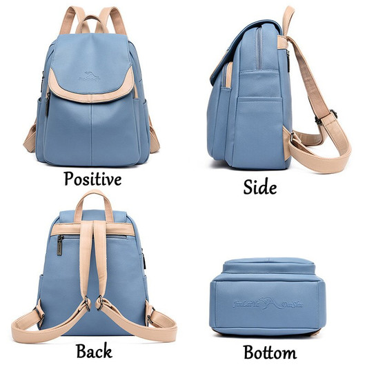 2019 Casual Ladies Soft Leather Backpack Multifunction Women Bagpack Large Capacity School Bags For Teenage Girls Mochilas Mujer| |