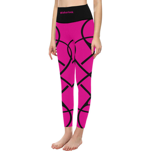 Wakerlook Women's High-Waisted Pink Leggings-DELETED-1611793056