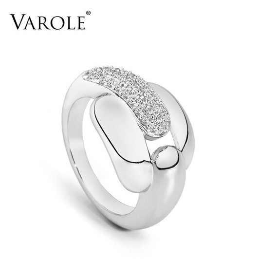VAROLE Simple Design Ring Gold Color Female with Crystal Lady Finger Rings For Women Fashion Jewelry Dropshipping|Rings|