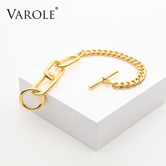 VAROLE Link Chain Bracelets Bangles For Women Gold Color Thick Chain Bracelet Fashion Jewelry|Chain & Link Bracelets|