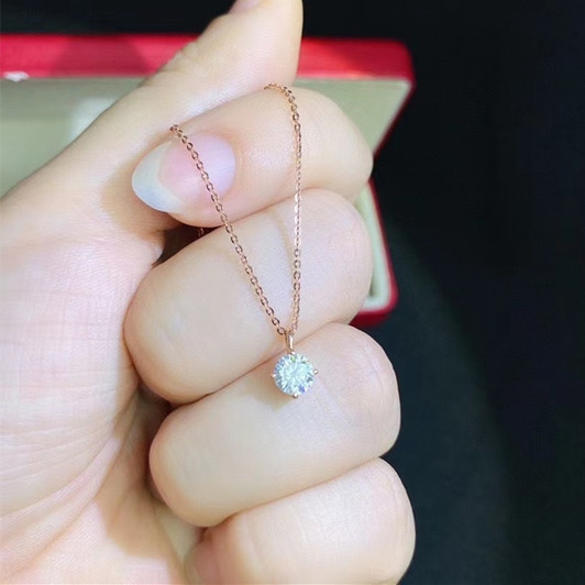 18K Rose Gold Moissanite Pendant 0.5CT 5MM VVS D Color Lab Diamond Necklace Test Passed with Certificate AU750 Fine Jewelry|Pendants|