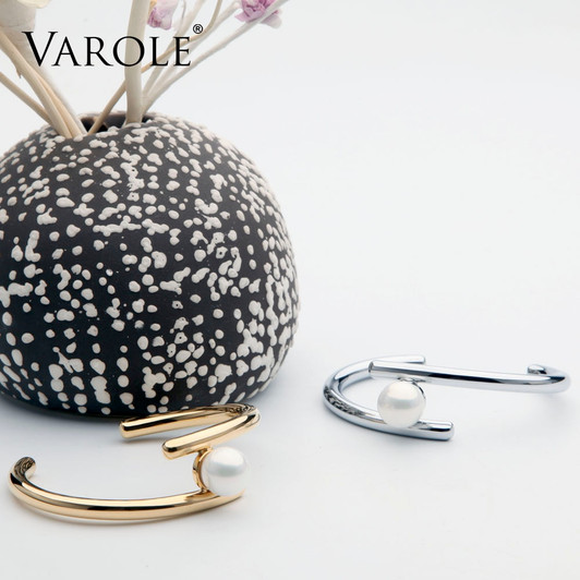 VAROLE Simple Line Pearl Cuff Bracelets & Bangles Open Gold Color Love Bangle Bracelets for Women Jewelry Pulseira Feminina|love bracelet|bracelets & banglescuff bracelets
