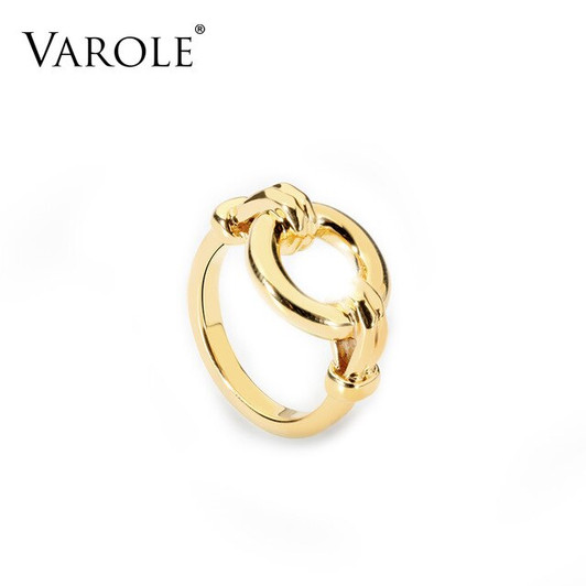VAROLE Hollow Circle Rings For Women Gold Color Geometric Ring Fashion Jewelry Party Anillos Lady Gifts Brincos|Engagement Rings|