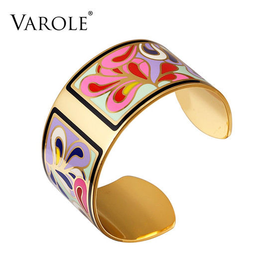 VAROLE Top Quality 100% Copper Opening Color Enamel Love Bangle Bracelets & Bangles Pulseiras Women Fashion Jewelry pulsera|love bracelet|bracelets & banglesbangle love bracelet