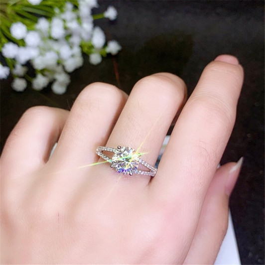 925 Sterling Silver Ring 1ct 2ct VVS Round Cut Classic Style Lab Diamond Jewelry For Women Engagement Party Gift Moissanite ring|Rings|
